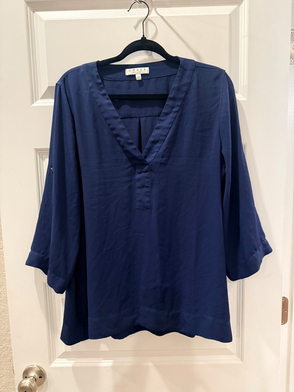 Chaus Navy V-Neck Tunic Blouse